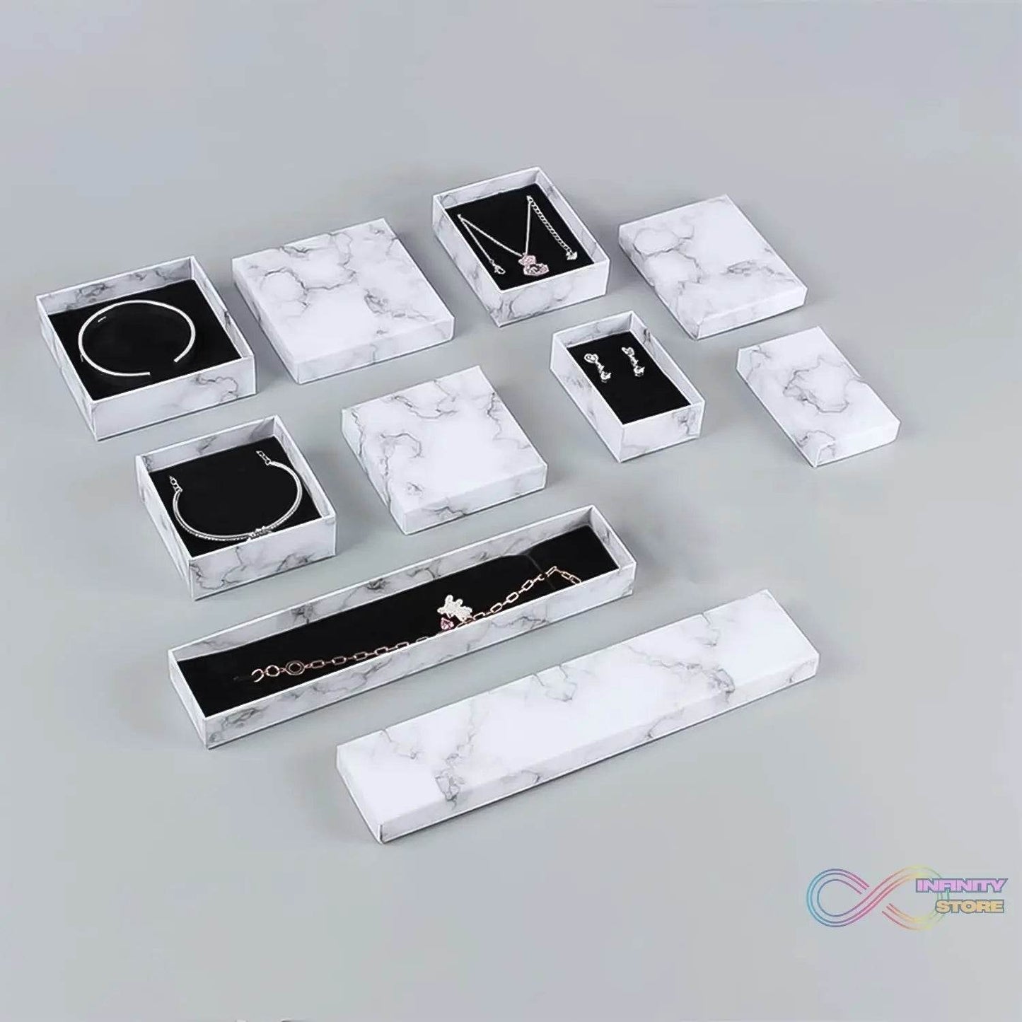 Cardboard Jewelry Boxes Gift Case Small Paper Jewelry Gift Boxes (7 Pcs Set / Mix Size) - infinityexculsivestore.com