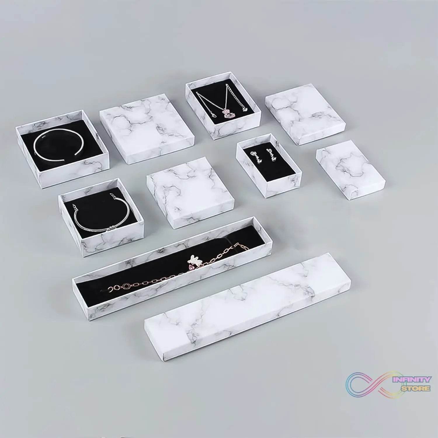 Cardboard Jewelry Boxes Gift Case Small Paper Jewelry Gift Boxes (7 Pcs Set / Mix Size) - infinityexculsivestore.com