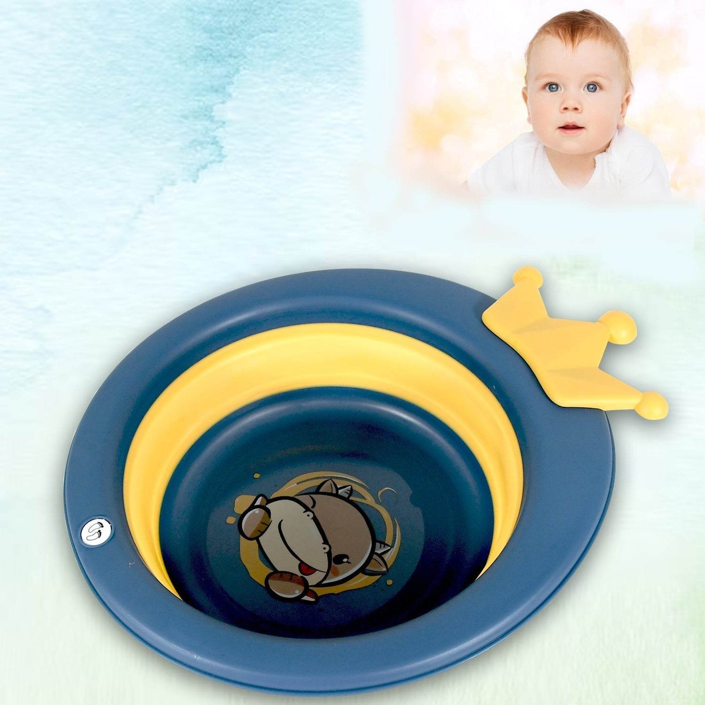Cartoon Shape Wash Basin, Space Saving Multi Function Foldable Baby Wash basin Easy Clean Lightweight Thicken for Washing Face for Home (33x31 Cm / 1 pc) - infinityexculsivestore.com