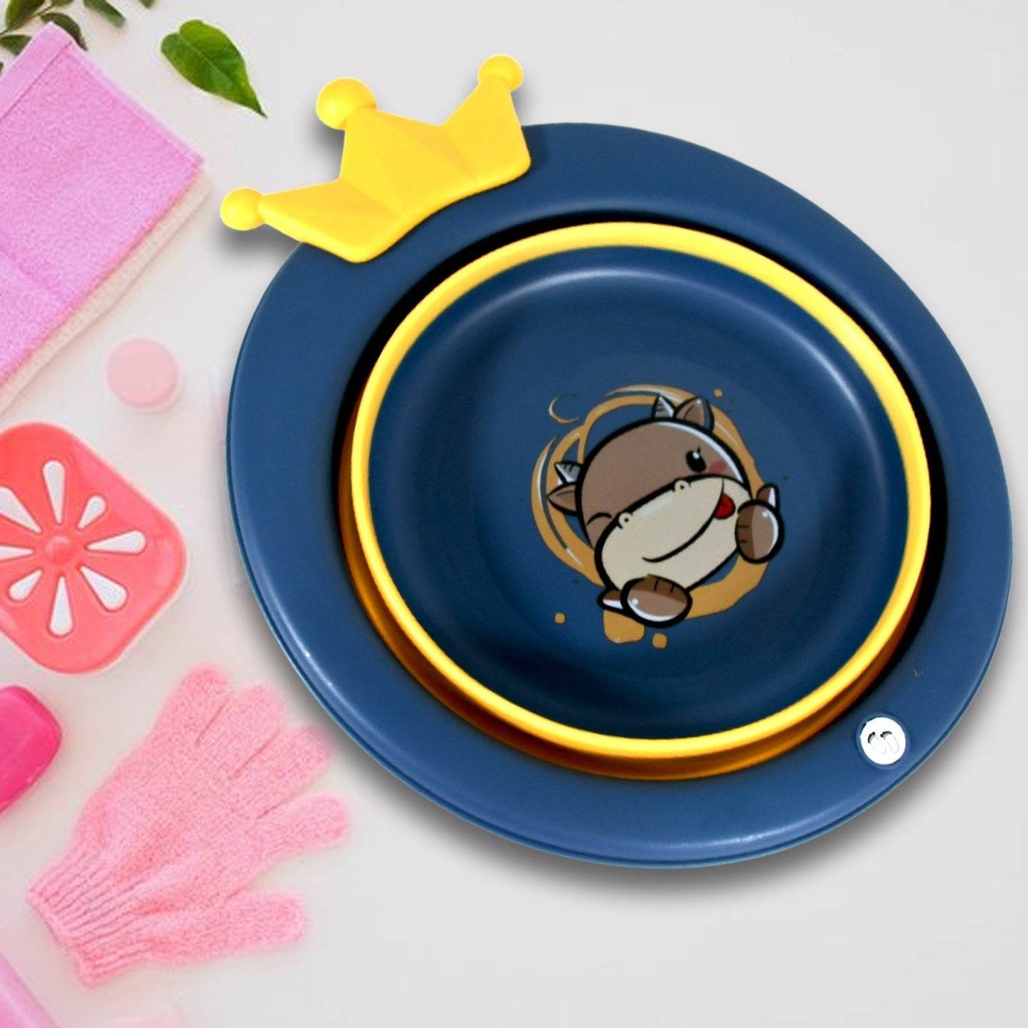 Cartoon Shape Wash Basin, Space Saving Multi Function Foldable Baby Wash basin Easy Clean Lightweight Thicken for Washing Face for Home (33x31 Cm / 1 pc) - infinityexculsivestore.com