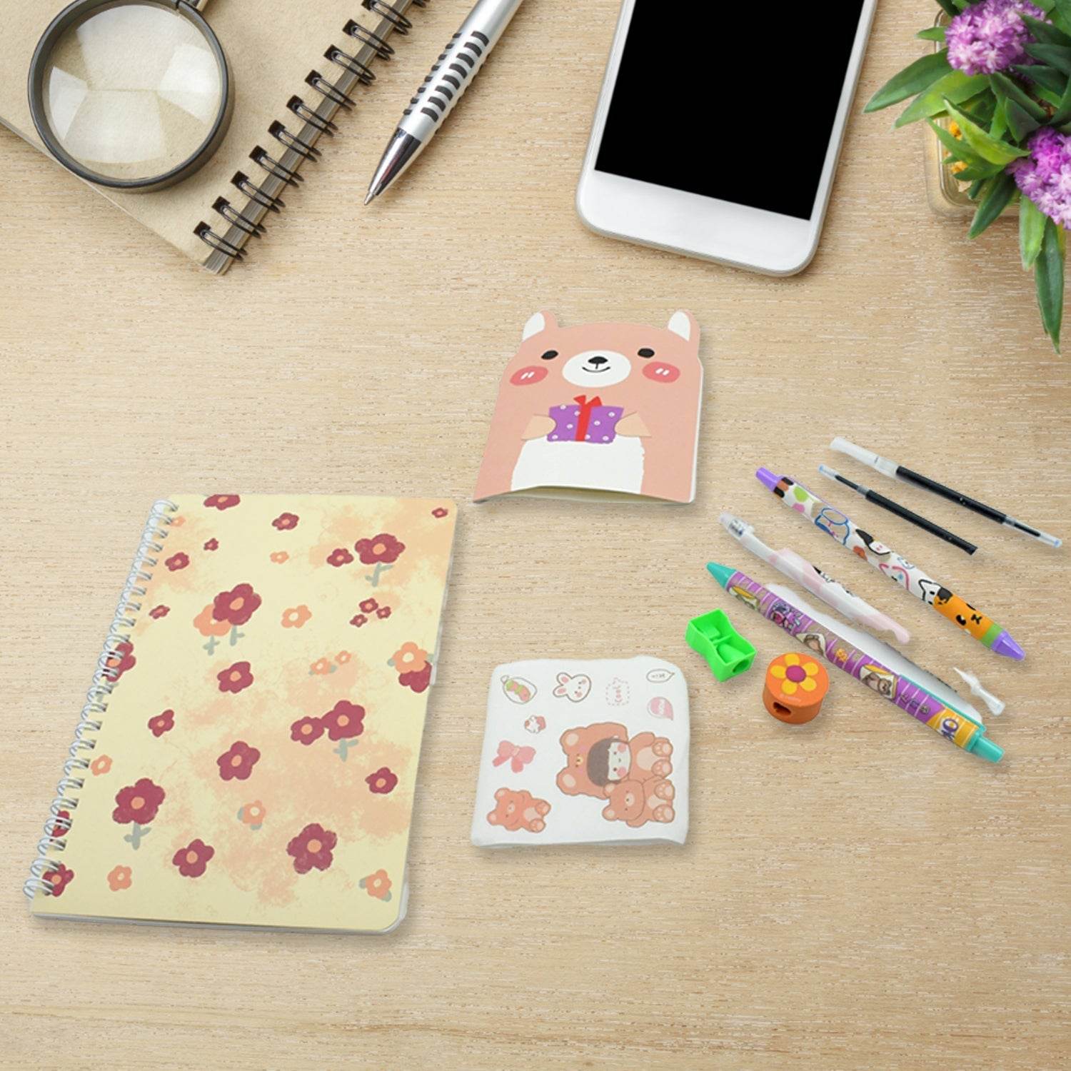 Cartoon Stationery Box Cartoon Design School Box Book , diary , Pen , Eraser, Sharpner , Sticker & Pen Refill Student Gift School box (1 box) - infinityexculsivestore.com