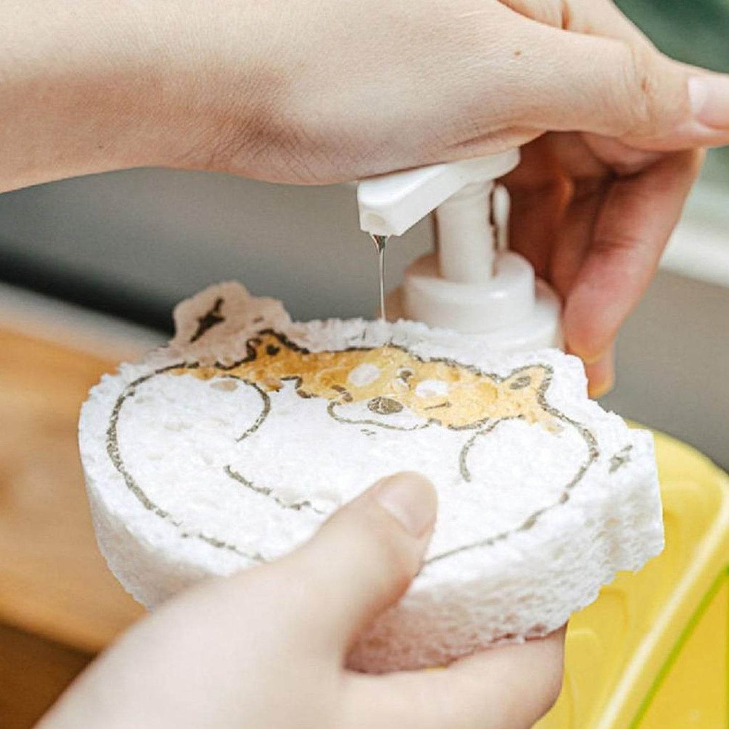 Cartoon Wood Pulp Sponge for Dishwashing Absorbent Cleaning Pad - infinityexculsivestore.com