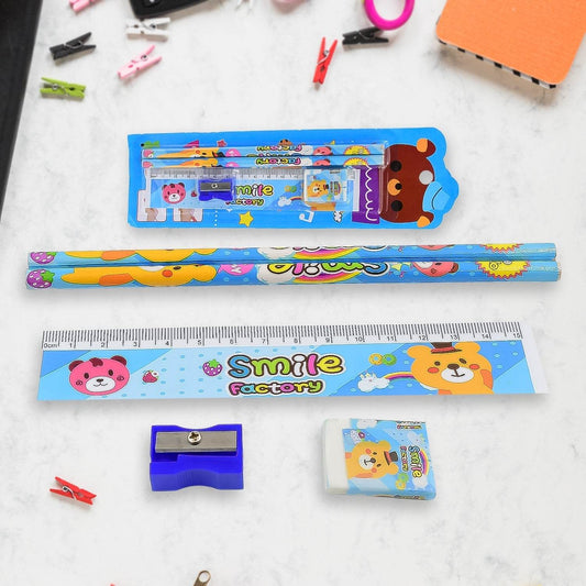 Cartoon Wooden Pencil Set for Kids Boys Return Gifts Birthday Party Space Stationary Set Pencil Eraser Sharpener Combo Kit for Kids Boys (Mix Color / 1 Set) - infinityexculsivestore.com