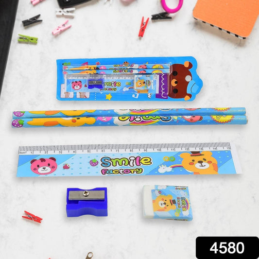 Cartoon Wooden Pencil Set for Kids Boys Return Gifts Birthday Party Space Stationary Set Pencil Eraser Sharpener Combo Kit for Kids Boys (Mix Color / 1 Set) - infinityexculsivestore.com