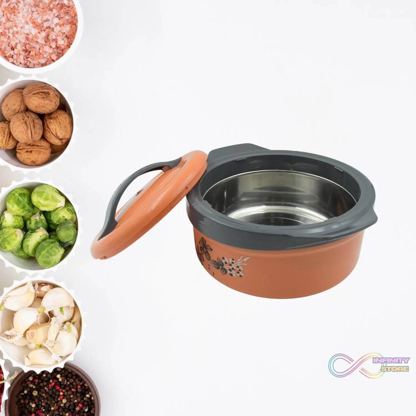Casserole Box for Food Searving Inner Steel Insulated Casserole Hot Pot Flowers Printed Chapati Box for Roti Kitchen (Approx 2500 ml) - infinityexculsivestore.com