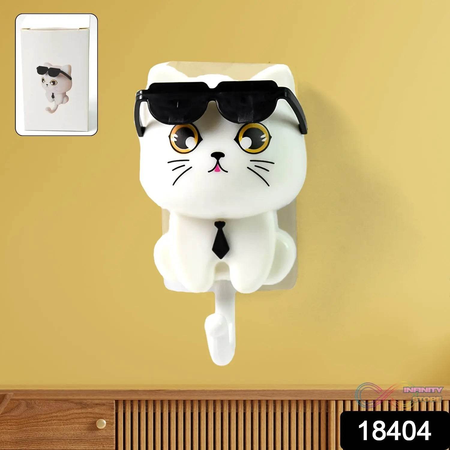 Cat Hook for Wall, Cute Cat Key Hook with Sunglasses (1 Pc) - infinityexculsivestore.com