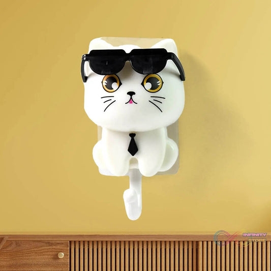 Cat Hook for Wall, Cute Cat Key Hook with Sunglasses (1 Pc) - infinityexculsivestore.com