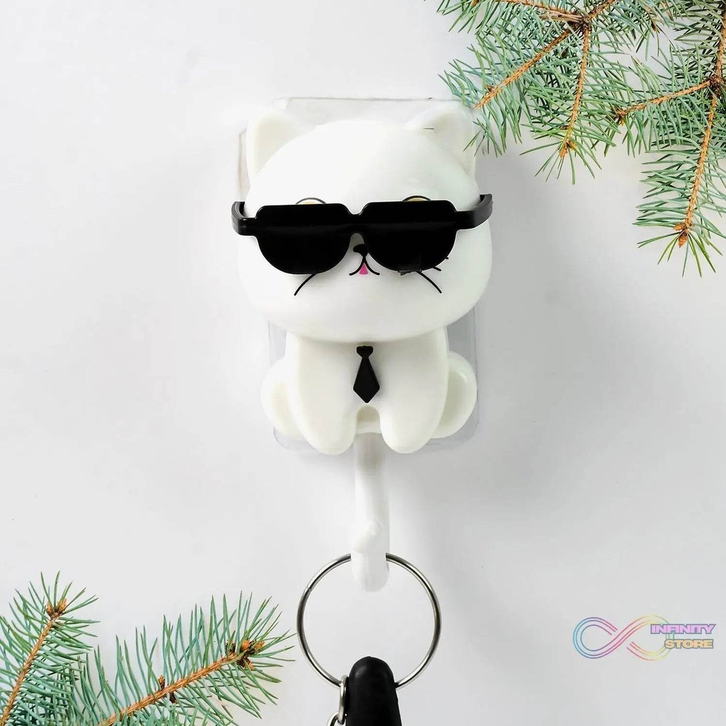Cat Hook for Wall, Cute Cat Key Hook with Sunglasses (1 Pc) - infinityexculsivestore.com