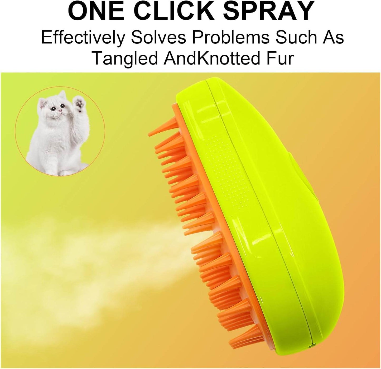 3 In1 Cat Steamy Brush, Self Cleaning Steam Cat Brush Cat Steamer Brush for Massage Cat Grooming Brush Pet Hair Removal Comb for Cat and Dog, for Removing Tangled and Loose Hair - infinityexculsivestore.com