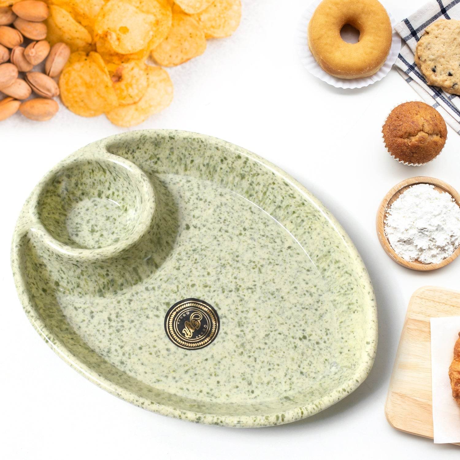 Alpino Ceramic Tea / Cups Set With Plastic Serving 2 Compartment Platter, Milk Cup / Mug, Coffee Cup, Tea Cup BPA Free Food Grade, or Outdoor for Household Gift For Birthday (3 Pcs Set) - infinityexculsivestore.com