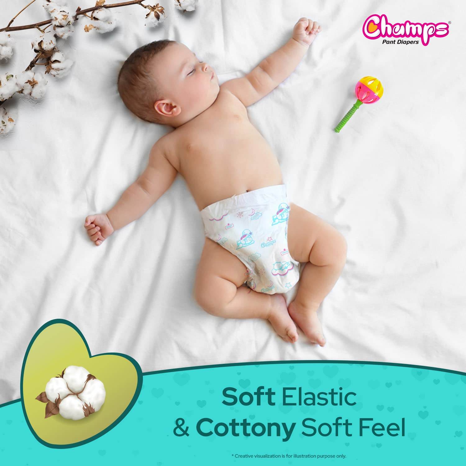 Champs Soft and Dry Baby Diaper Pants 62 Pcs (Large Size L62) - infinityexculsivestore.com