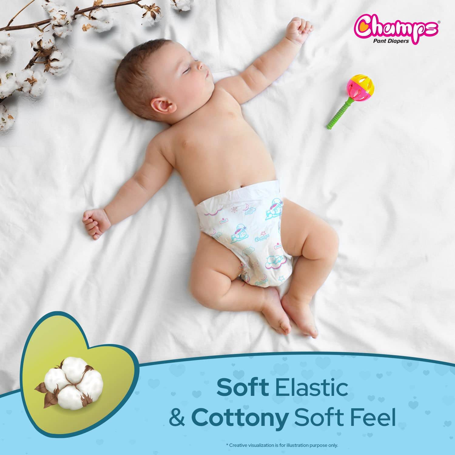 Champs Soft and Dry Baby Diaper Pants 74 Pcs (Medium Size M74) - infinityexculsivestore.com