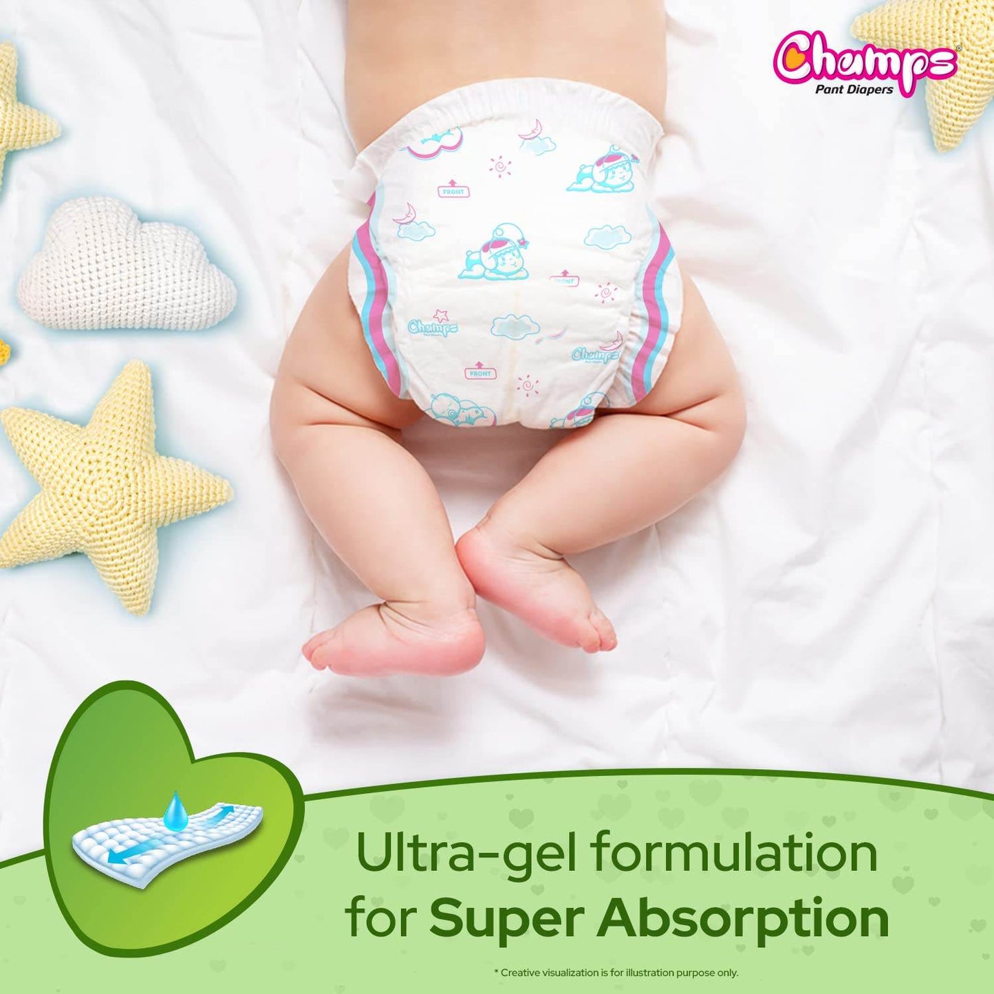 Champs Soft and Dry Baby Diaper Pants 78 Pcs (Small Size S78) - infinityexculsivestore.com