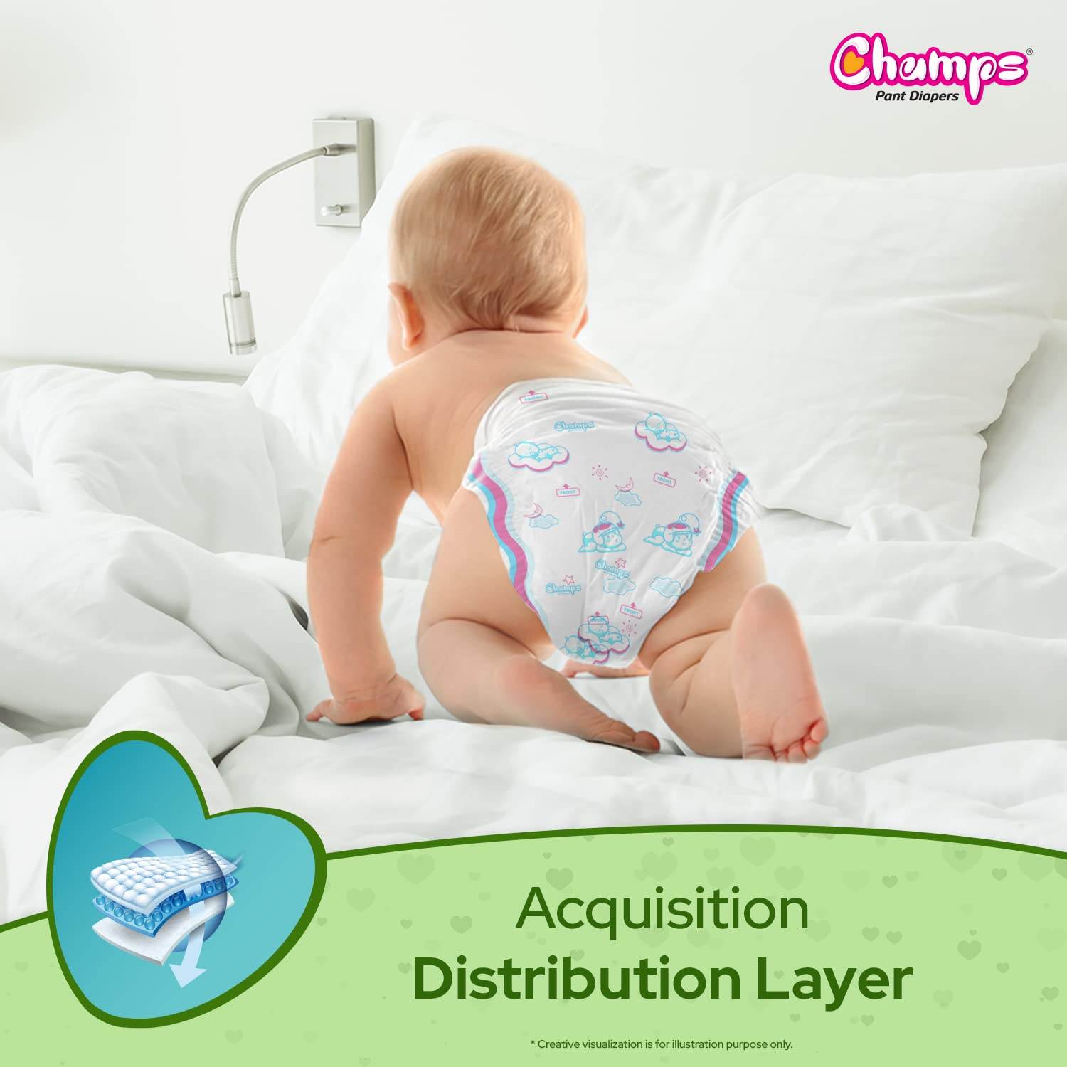 Champs Soft and Dry Baby Diaper Pants 78 Pcs (Small Size S78) - infinityexculsivestore.com