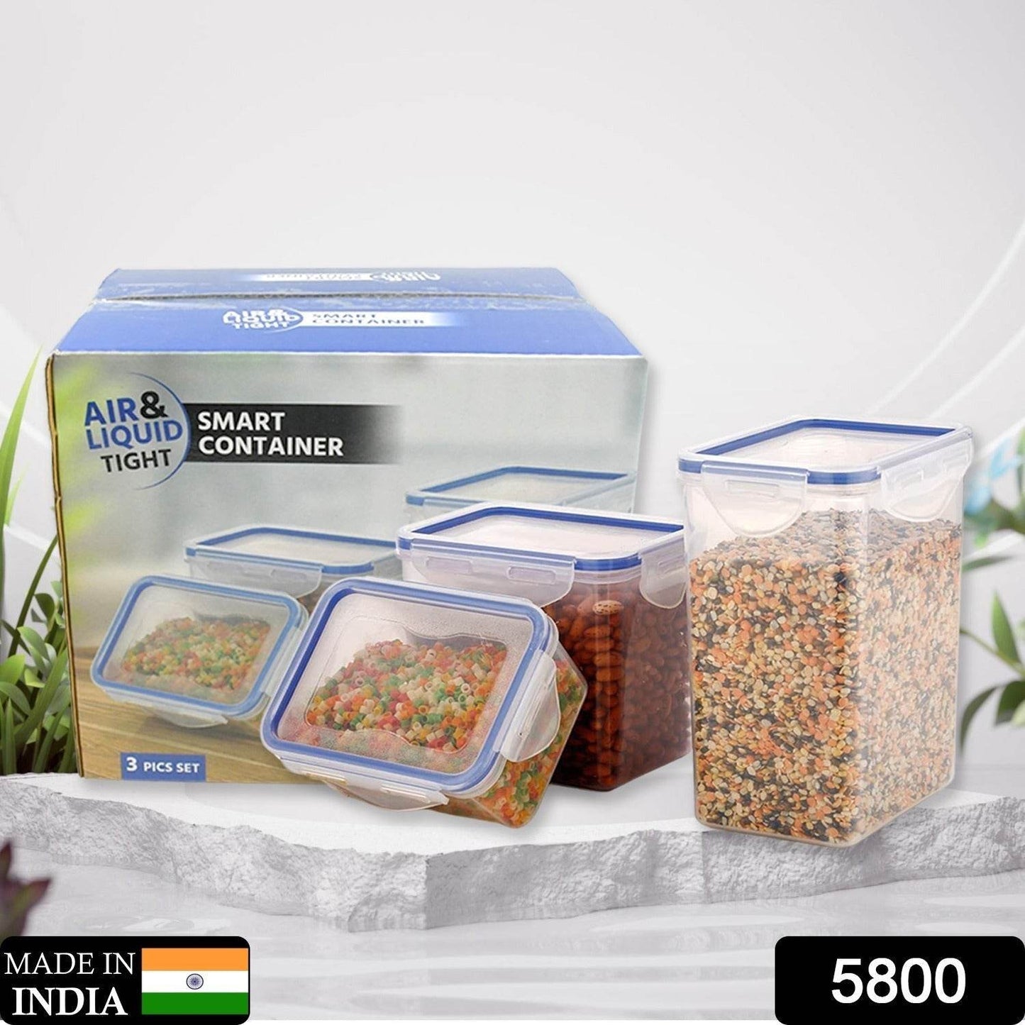 Classics Rectangular Plastic Airtight Food Storage Containers with Leak Proof Locking Lid Storage container set of 3 Pc( Approx Capacity 500ml,1000ml,1500ml, Transparent) - infinityexculsivestore.com