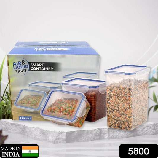 Classics Rectangular Plastic Airtight Food Storage Containers with Leak Proof Locking Lid Storage container set of 3 Pc( Approx Capacity 500ml,1000ml,1500ml, Transparent) - infinityexculsivestore.com