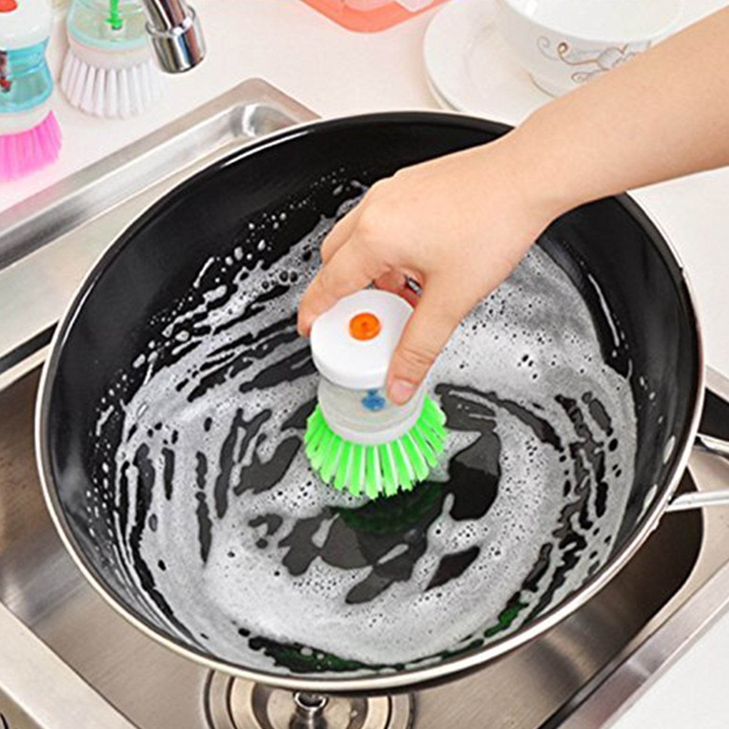 Cleaning Brush with Liquid Soap Dispenser - infinityexculsivestore.com