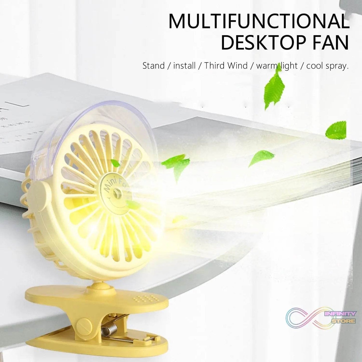 Clip Desk Fan Portable Wind Desktop Table Cooling Fan in Single Button, Adjustment Mini Personal Fan for Home Desktop Office Car Indoor Outdoor Travel (Battery Not Include) - infinityexculsivestore.com