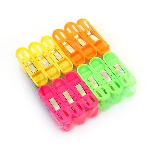 Cloth Drying Non-Slip Light Plastic Clips (Multicolour) (Pack of 12) - infinityexculsivestore.com