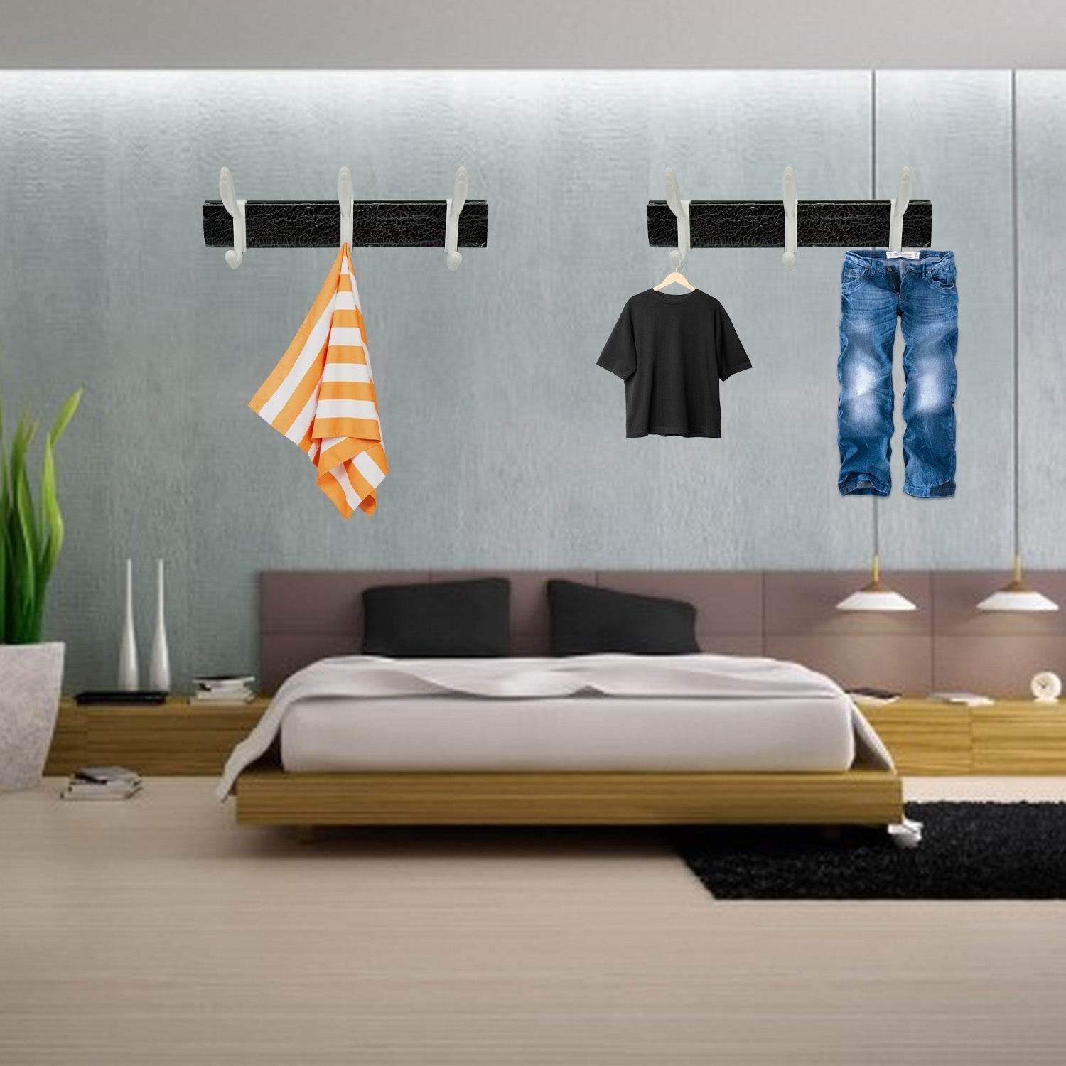 Cloth hanger, Wall Door Hooks Rail for Hanging Clothes for Hanging Hook Rack Rail, Extra Long Coat Hanger Wall Mount for Clothes, Jacket, Hats, 6 Hook - infinityexculsivestore.com