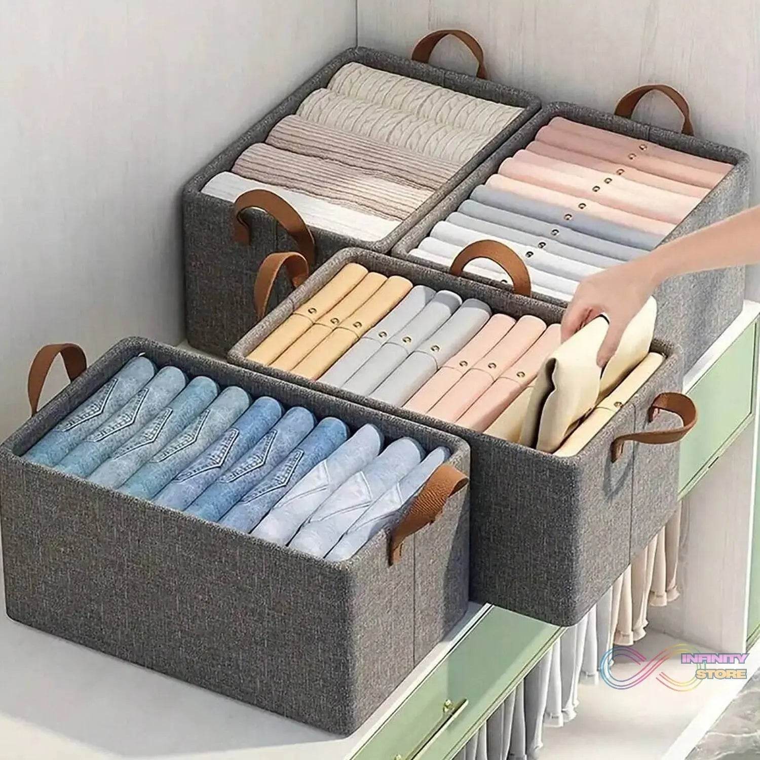 Cloth storage baskets, closet storage bins, Canvas Fabric Storage Basket for shelves, basket organizers for shelf, storage bins for clothes (48×27 Cm) - infinityexculsivestore.com