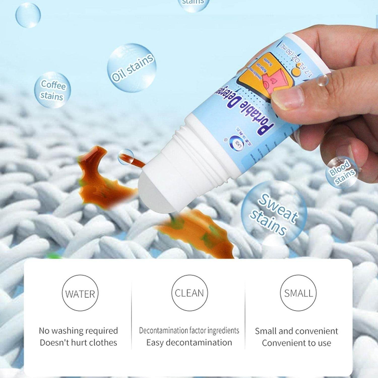 Clothes Stain Remover Bead Design Emergency Stain Rescue Roller Cleaner for Natural Fabric Removes Oil Almost All Types of Fabrics - infinityexculsivestore.com
