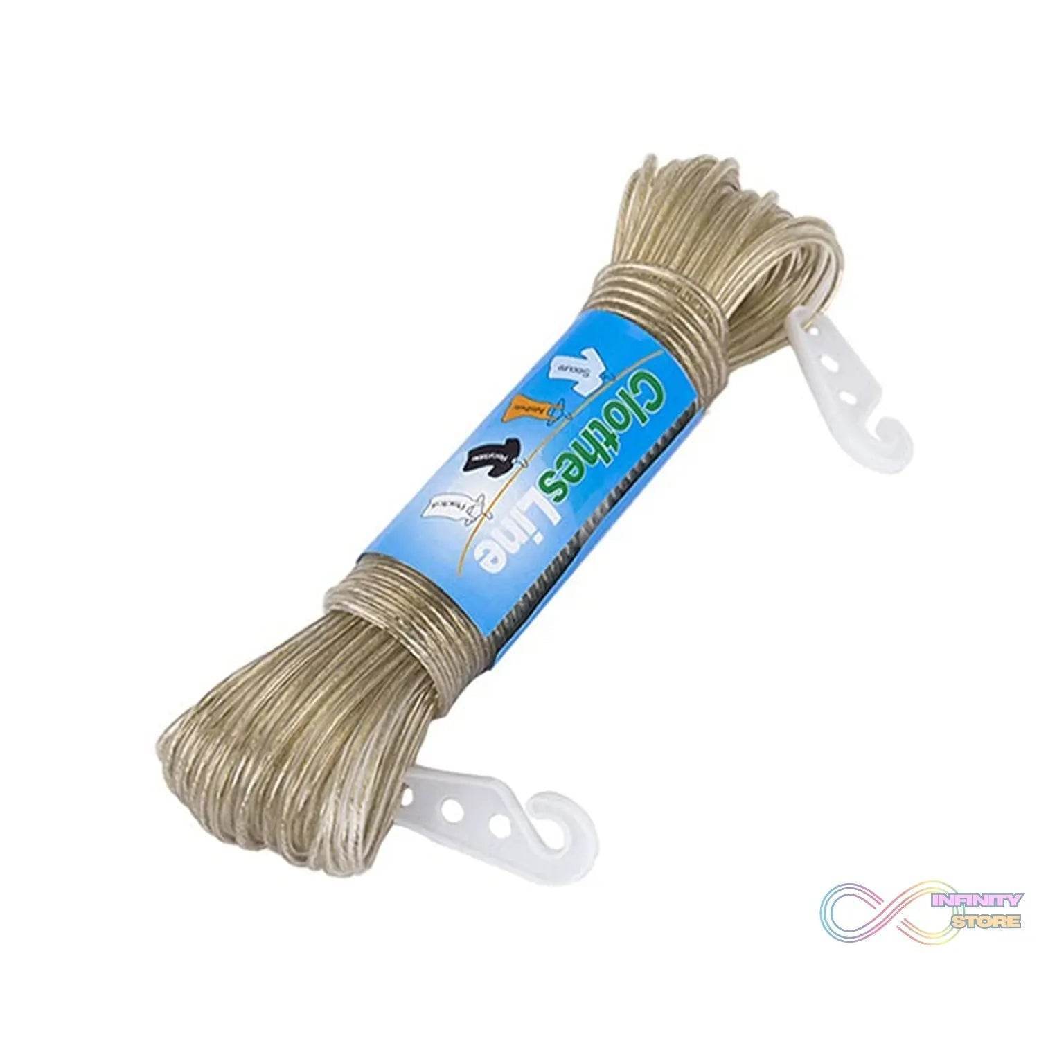 Clothesline Portable Travel Clothesline Adjustable with 2 Plastic Hooks (10 M Approx / 1 Pc) - infinityexculsivestore.com