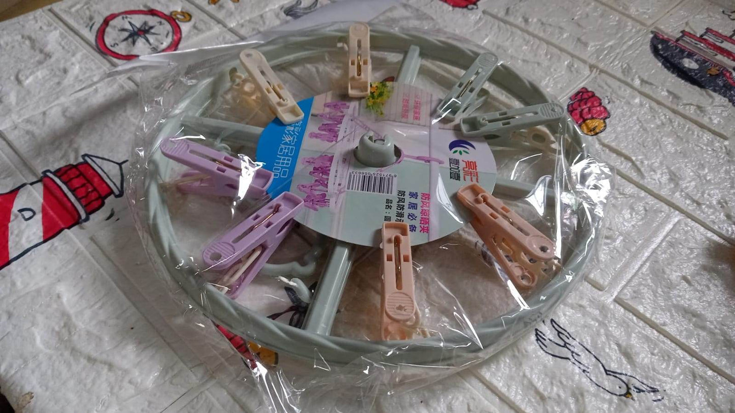 Clothespin Rack Laundry Drying Rack, Clothes Hangers with 8 Clips, Clip Hanger Drip Hanger for Drying Underwear, Baby Clothes, Socks, Bras, Towel, Cloth Diapers, Gloves - infinityexculsivestore.com