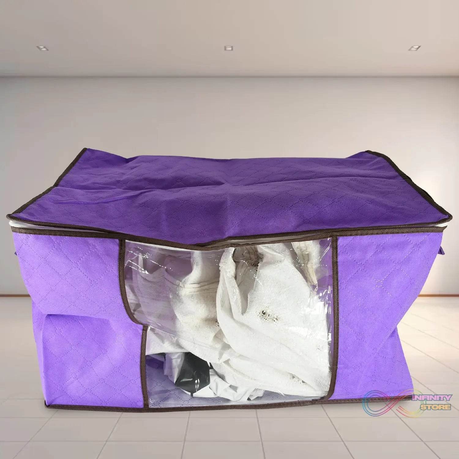 Clothing storage bag with zipper, non-woven storage bag for storing the clothes and sarees. - infinityexculsivestore.com