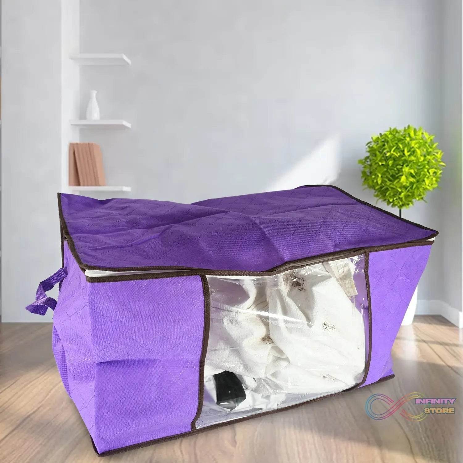 Clothing storage bag with zipper, non-woven storage bag for storing the clothes and sarees. - infinityexculsivestore.com