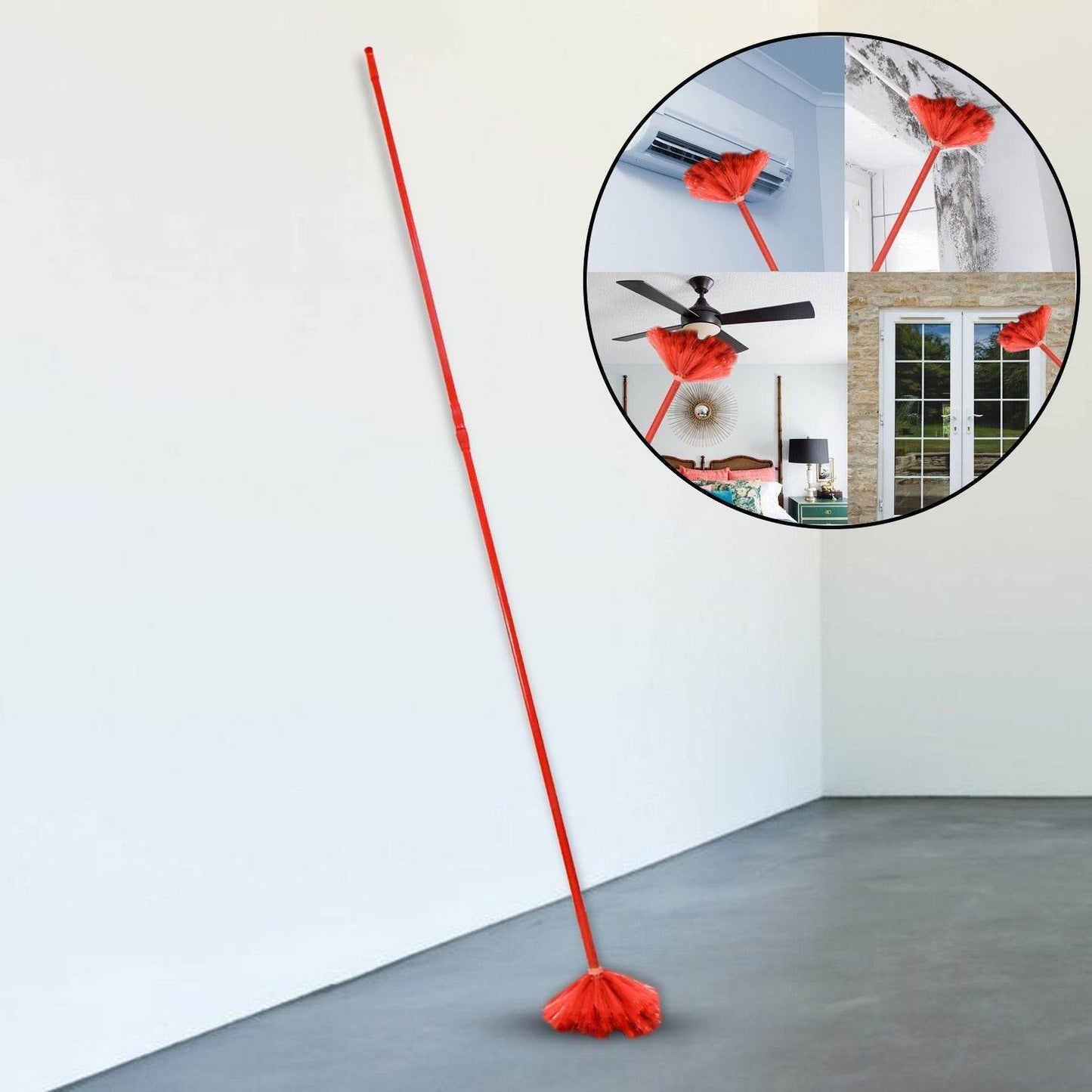 Cobweb Brush With Metal Strong Long Extendable Handle for Dusting, Ceiling Cobweb Cleaning, Brush for Lights, Fans & Webs Cleaning for Home / Kitchen (90 Inch / MOQ :- 6 Pc) - infinityexculsivestore.com