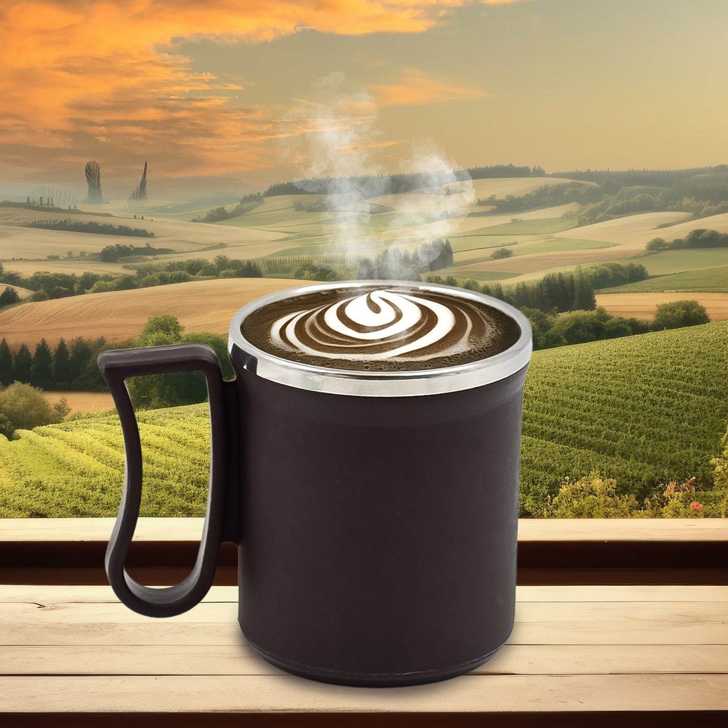 Coffee Mug with Lid and Handle-Plastic Covered Stainless Steel Mug (Random Color, Approx 200 ML) - infinityexculsivestore.com