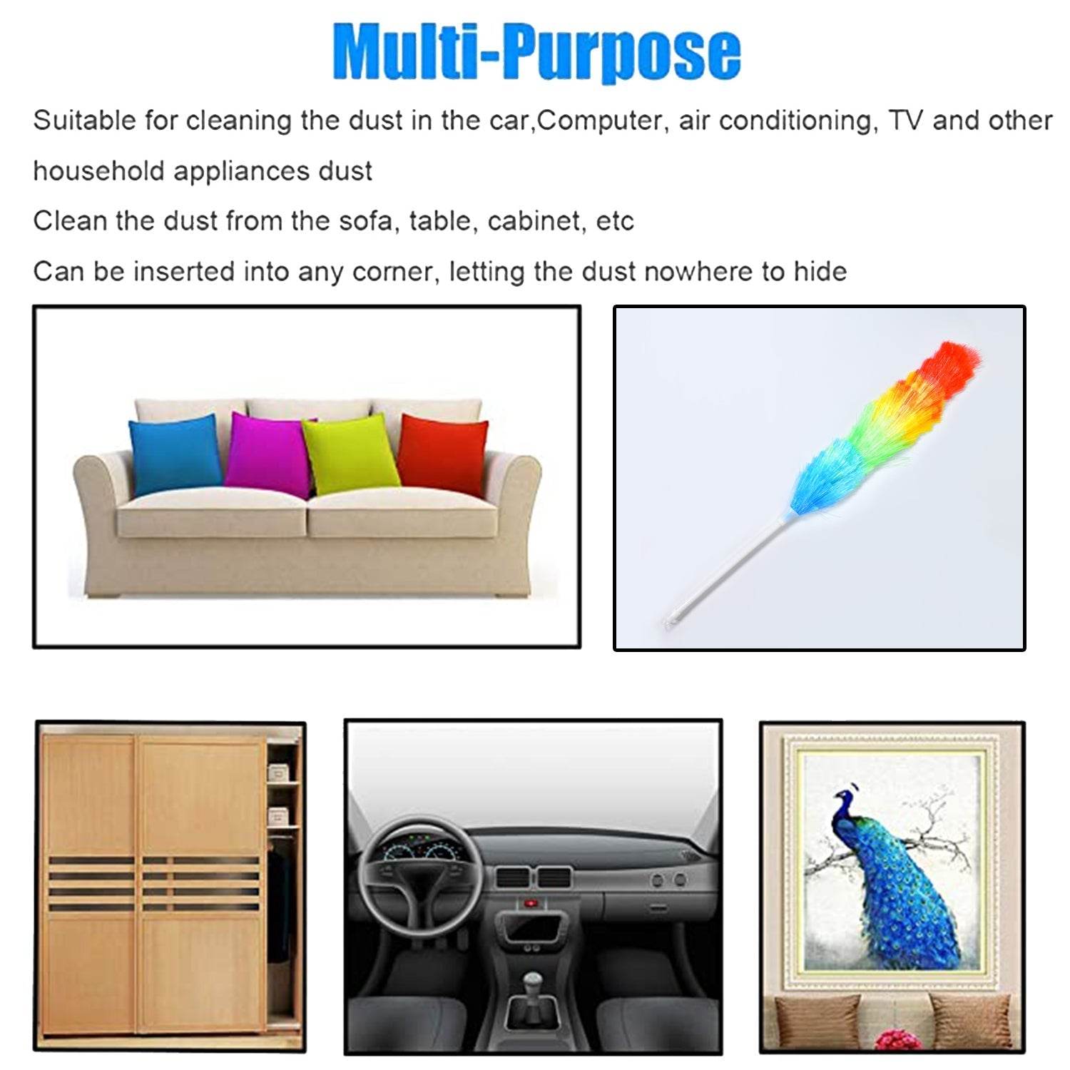 Colorful Feather Duster | Microfiber Duster for Cleaning | Dusting Stick | Dusting Brush - infinityexculsivestore.com
