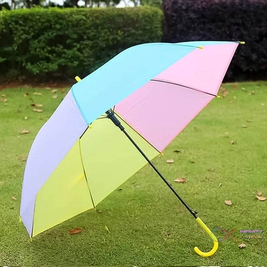 Colorful Rainbow Umbrella Multi-Colour J Shaped Handle (1 Pc / MOQ :- 5) - infinityexculsivestore.com