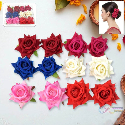 Colourful Flowing Flower Hair Pin (12 Pcs Set / Mix Color) - infinityexculsivestore.com