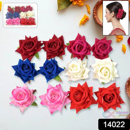 Colourful Flowing Flower Hair Pin (12 Pcs Set / Mix Color) - infinityexculsivestore.com