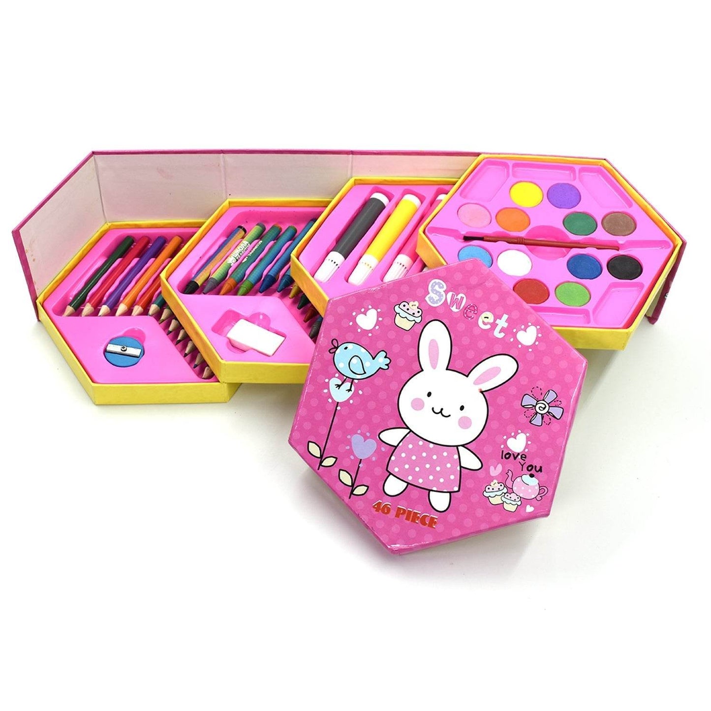 Colouring Combo Colors Box Color Pencil,Crayons, Water Color, Sketch Pens Set of 46 - infinityexculsivestore.com