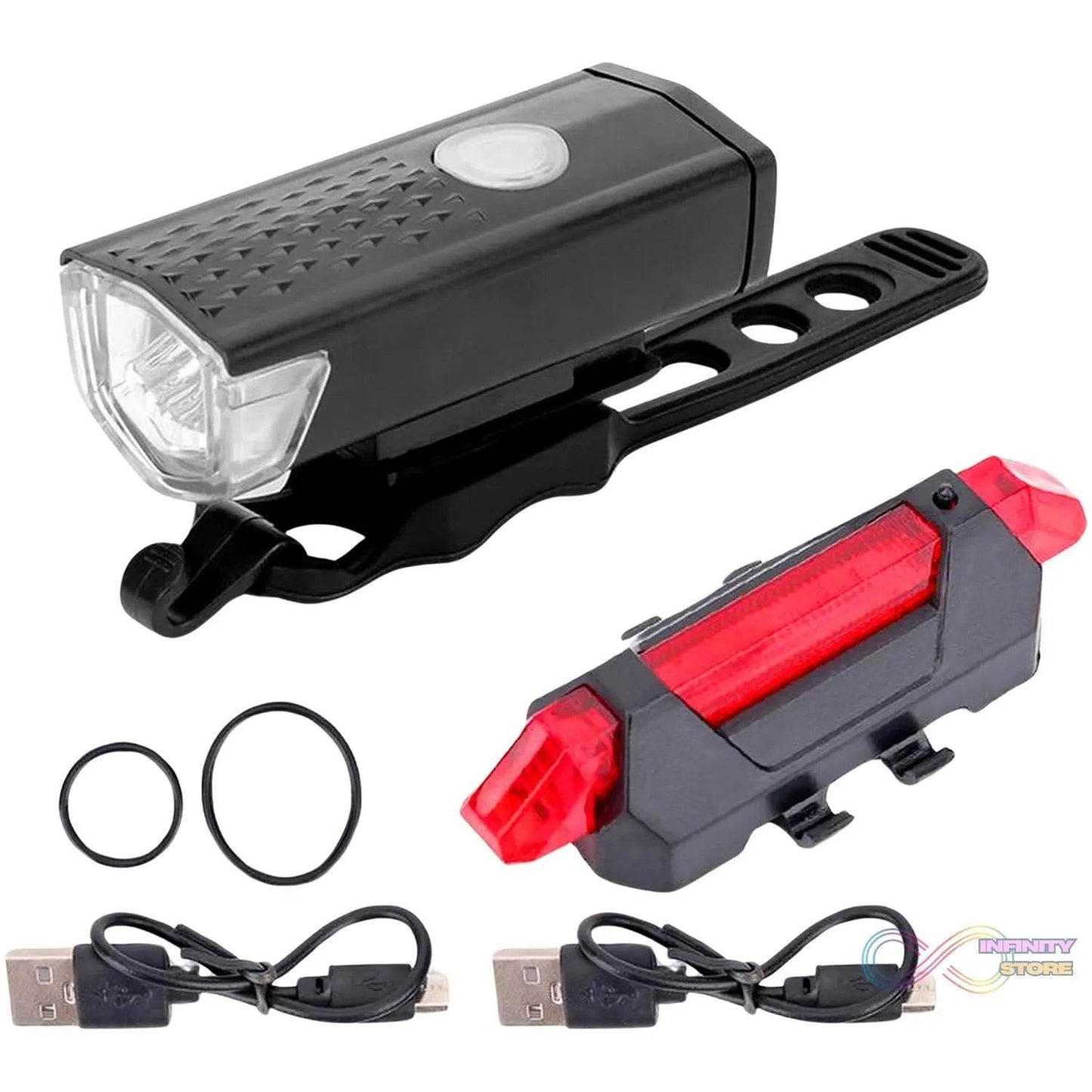 Combo of Bicycle LED USB Rechargeable Head Light and Tail Light (2 Pc Set) - infinityexculsivestore.com