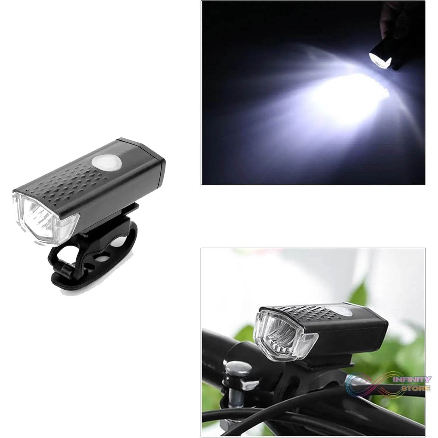 Combo of Bicycle LED USB Rechargeable Head Light and Tail Light (2 Pc Set) - infinityexculsivestore.com