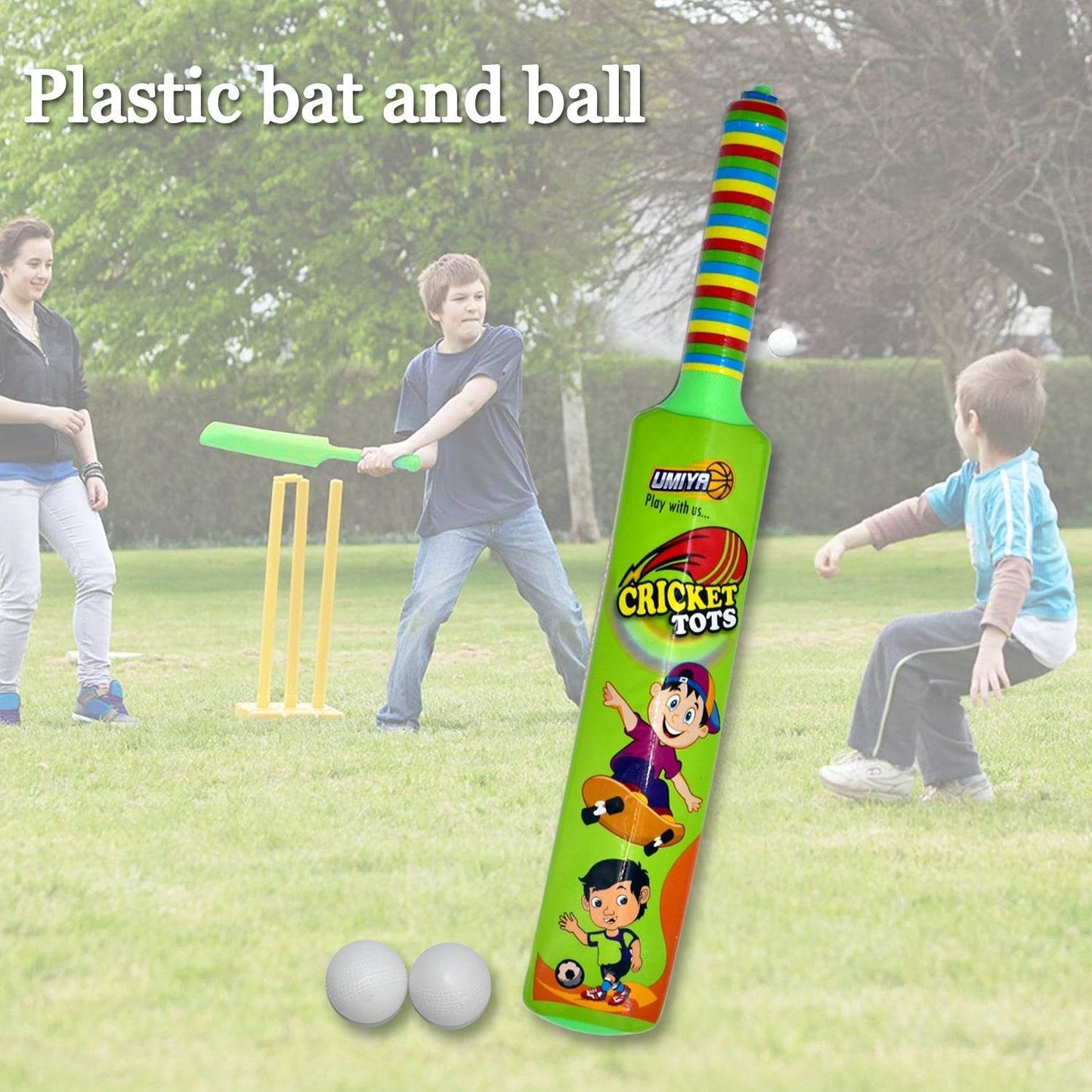 Combo of Light Weight Plastic Bat, Ball & Hockey for Kids, Boys, Indoor, Outdoor Play - infinityexculsivestore.com