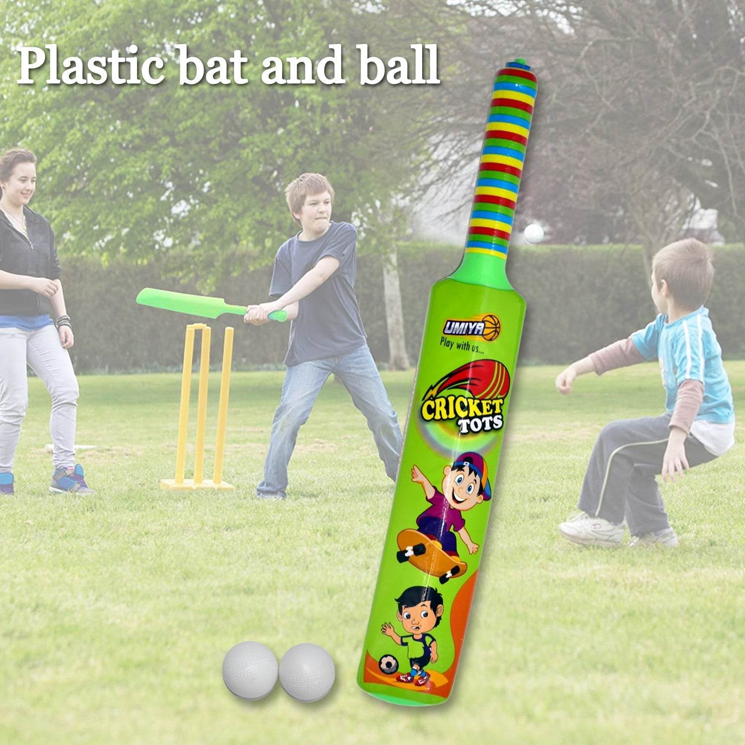 Combo of Light Weight Plastic Bat, Ball & Hockey for Kids, Boys, Indoor, Outdoor Play - infinityexculsivestore.com
