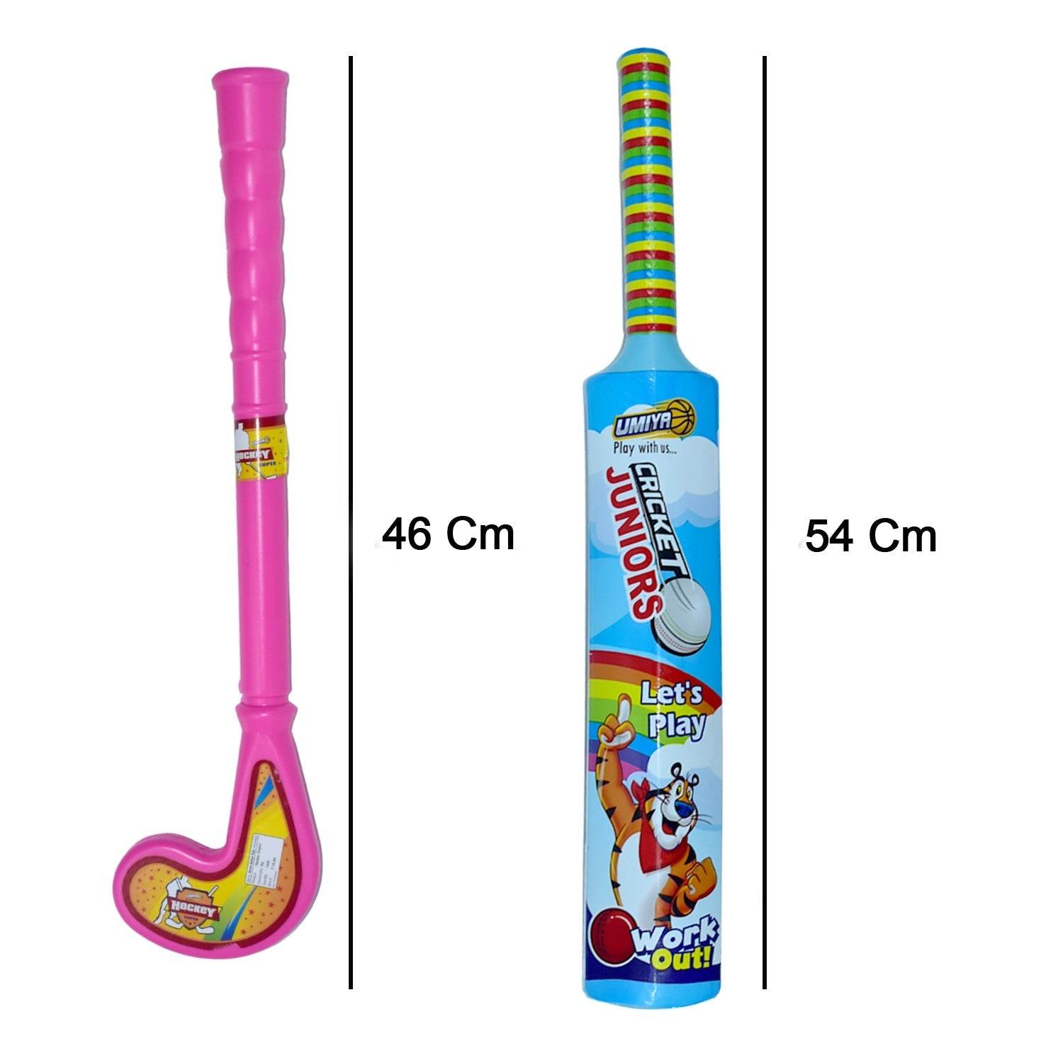 Combo of Light Weight Plastic Bat, Ball & Hockey for Kids - infinityexculsivestore.com