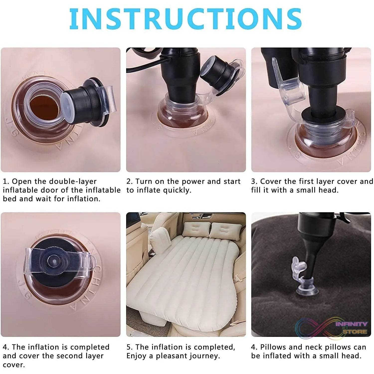Comfy Car Camping: Inflatable Bed with Pillows & Pump (Portable) - infinityexculsivestore.com