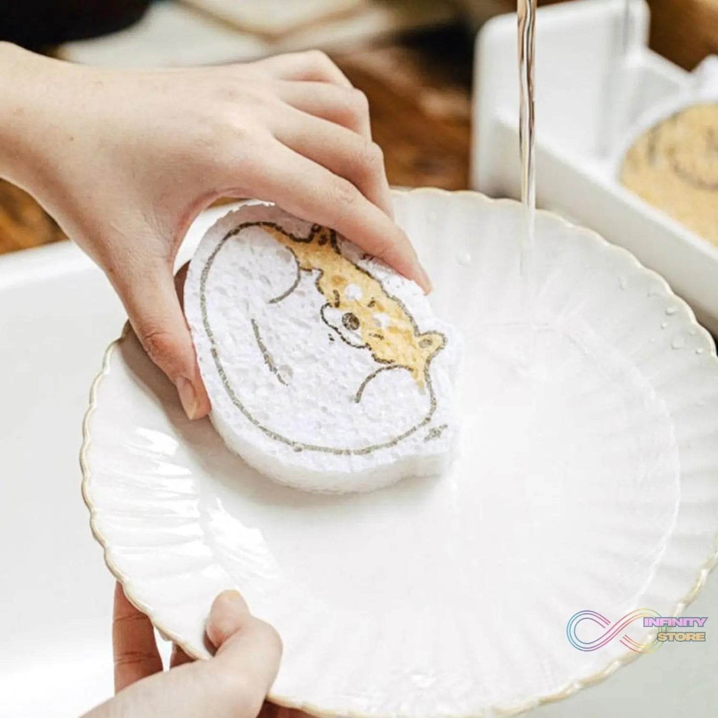 Compressed Wood Pulp Sponge. Creative Cartoon Design Scouring Pad Dishwashing Absorbing Pad. Kitchen Cleaning Tool. - infinityexculsivestore.com