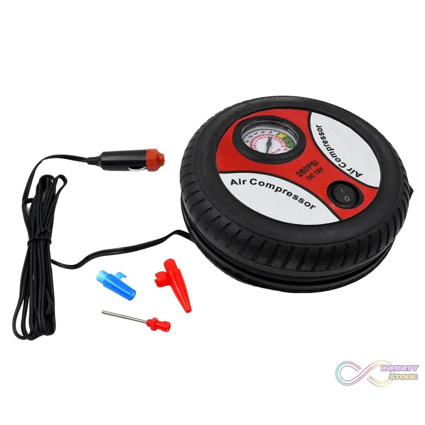 Compressor for Car and Bike 12V 260 PSI Tyre Inflator Air Pump - infinityexculsivestore.com
