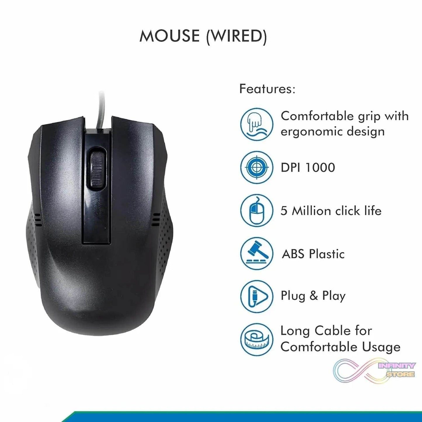 Computer / Laptop Wired Optical Mouse (1 Pc) - infinityexculsivestore.com