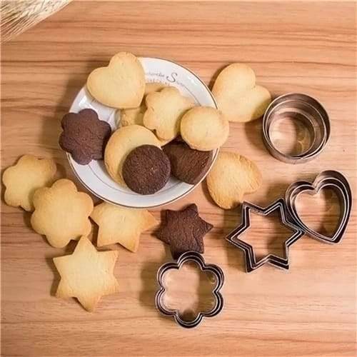 Cookie Cutter Stainless Steel Cookie Cutter with Shape Heart Round Star and Flower (12 Pieces) - infinityexculsivestore.com
