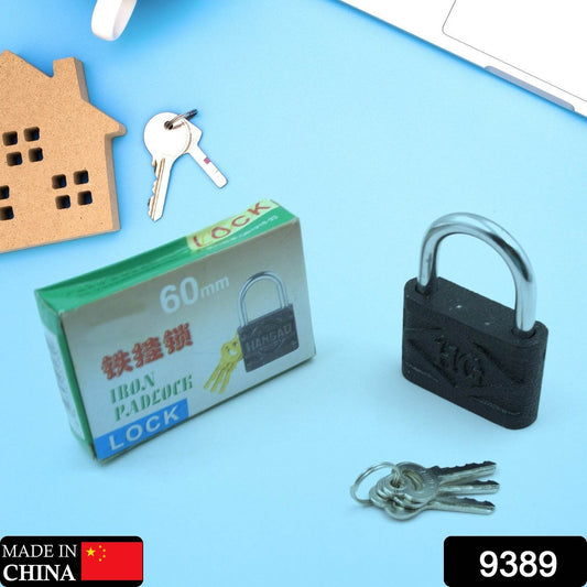 Iron Padlock, Brass Core and Thickened Spray Black Iron Door Lock for Home Dormitory, Waterproof Antirust Anti-theft Padlocks Outdoor Gate Shed Locks Warehouse Big Iron Door Drawer Lock (60mm) - infinityexculsivestore.com