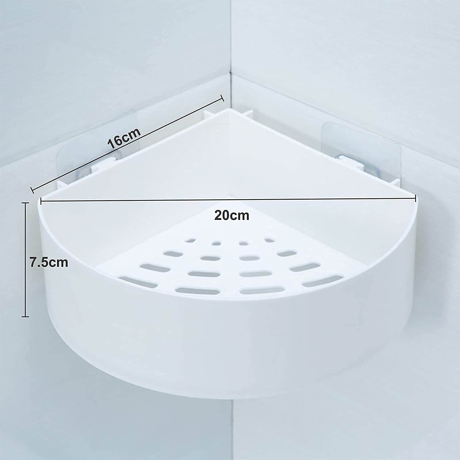 Corner Shelf Bathroom Kitchen Rack Self Adhesive Shower Caddy Plastic Triangle Wall Mount Storage Basket - infinityexculsivestore.com