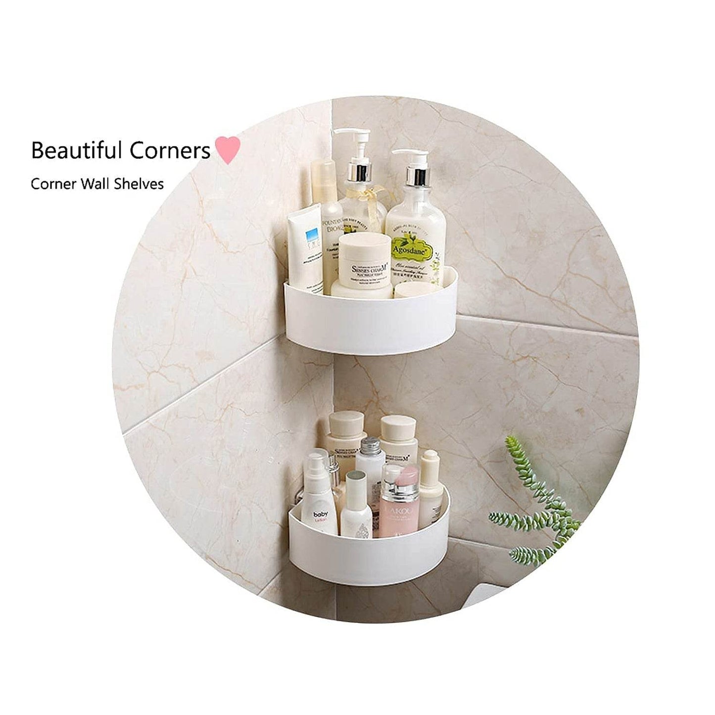 Corner Shelf Bathroom Kitchen Rack Self Adhesive Shower Caddy Plastic Triangle Wall Mount Storage Basket - infinityexculsivestore.com